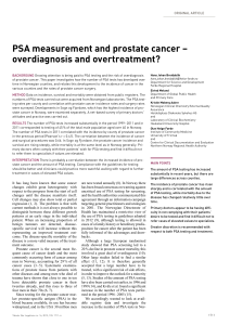 PSA measurement and prostate cancer – overdiagnosis and