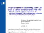 Chugai Succeeds in Establishing Stable Cell Lines of Cancer Stem