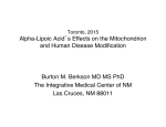 Berton Berkson Alpha Lipoic Acid Cancer Toronto
