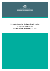 Prostate-Specific Antigen (PSA) testing in asymptomatic men: Evidence Evaluation Report 2013