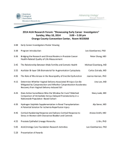 2014 AUA Research Forum: “Showcasing Early Career  Investigators”  Sunday, May 18, 2014    3:00 – 5:30 pm 