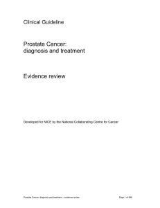 Prostate Cancer: diagnosis and treatment Evidence review