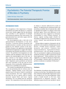 Psychobiotics: The Potential Therapeutic Promise of Microbes in