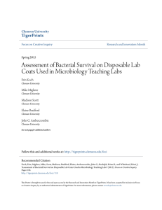 Assessment of Bacterial Survival on Disposable Lab Coats Used in