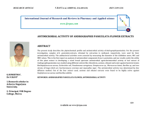 ANTIMICROBIAL ACTIVITY OF ANDROGRAPHIS PANICULATA