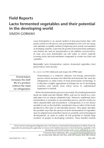 Field Reports Lacto fermented vegetables and their potential in the