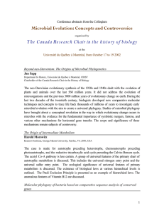 Microbial Evolution: Concepts and Controversies The Canada