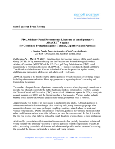 sanofi pasteur Press Release FDA Advisory Panel Recommends