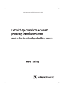 Extended-spectrum beta-lactamase producing Enterobacteriaceae: Maria Tärnberg aspects on detection, epidemiology and multi-drug resistance