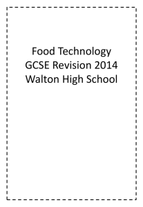 Food Technology GCSE Revision 2014 Walton High School