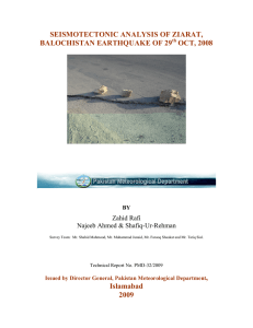 SEISMOTECTONIC ANALYSIS OF ZIARAT, BALOCHISTAN