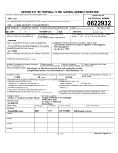 0622932 COVER SHEET FOR PROPOSAL TO THE NATIONAL SCIENCE FOUNDATION NSF 02-011