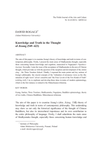 DAWID ROGACZ* Knowledge and Truth in the Thought of Jizang