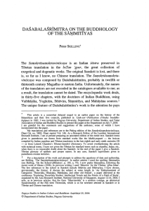 DASABALASRIMITRA ON THE BUDDHOLOGY OF THE SAMMITIYAS