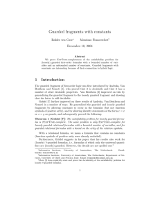 Guarded fragments with constants - Institute for Logic, Language