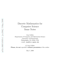 Discrete Mathematics for Computer Science Some Notes