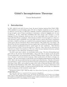 Gödel`s Incompleteness Theorems