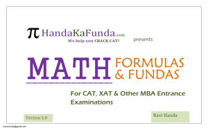 MATH FORMULAS &amp; FUNDAS For CAT, XAT &amp; Other MBA Entrance
