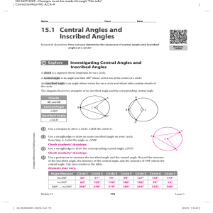 15.1 Central Angles and Inscribed Angles