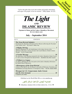 July – September 2014 - The Lahore Ahmadiyya Movement in Islam