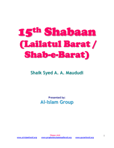 15th Shabaan (Lailatul Barat / Shab-e