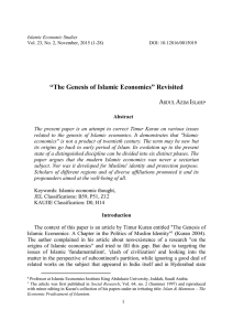 “The Genesis of Islamic Economics” Revisited