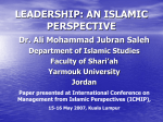 LEADERSHIP: AN ISLAMIC PERSPECTIVE Dr. Ali Mohammad Jubran Saleh Department of Islamic Studies
