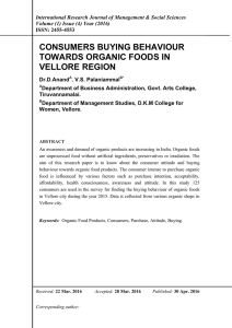 consumers buying behaviour towards organic foods in vellore region