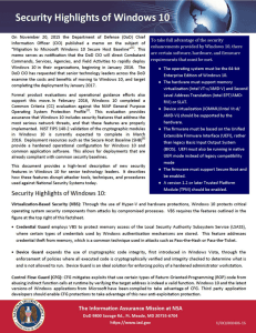Security Highlights of Windows 10 - University of Hawai`i