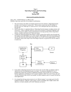 Test 1 Operating Systems and Networking CS