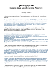 Operating Systems Sample Exam Questions and Answers  Tommy Sailing