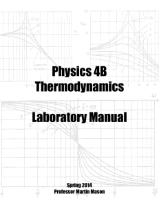 Physics 4B Thermodynamics  Laboratory Manual