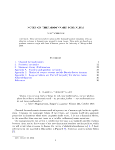 NOTES ON THERMODYNAMIC FORMALISM
