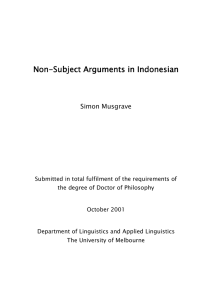 Non-subject Arguments in Indonesian - ORB