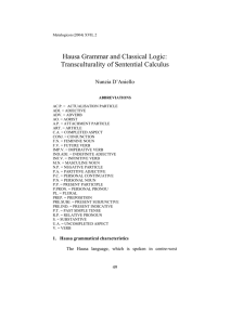 Hausa Grammar and Classical Logic: Transculturality of Sentential