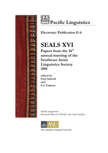 seals xvi - Pacific Linguistics