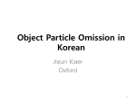 Object Particle Omission in Korean