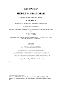 GESENIUS Hebrew Grammar - Dr. Thomas F. McDaniel