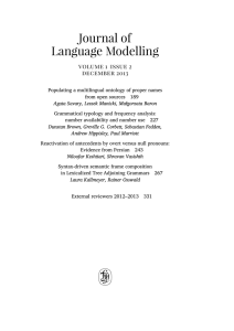 Journal of Language Modelling 1