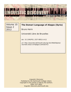 The Domari Language of Aleppo - Dartmouth College Library