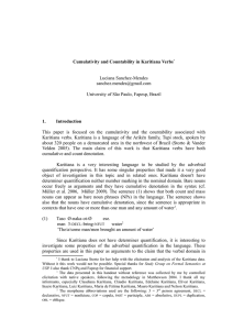 Cumulativity and Countability in Karitiana Verbs* Luciana Sanchez