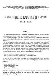SOME NOTES ON ENGLISH AND SLOVAK PERSONAL