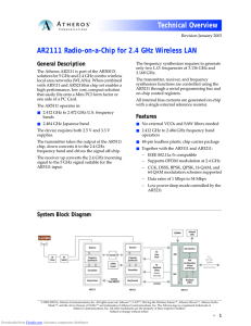 AR2111 Radio-on-a-Chip for 2.4 GHz Wireless LAN