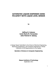 automated liquor dispenser using pic16f877 with liquid level sensor
