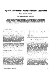 Digitally-Controllable Audio Filters and Equalizers