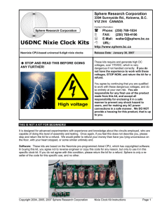U6DNC Nixie Clock Kits - Sphere Research Corporation