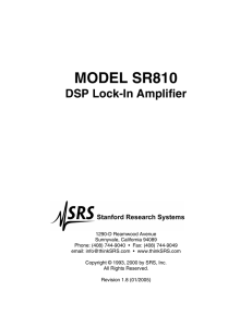 SR810 User`s Manual - Stanford Research Systems