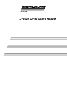 DT9829 Series User’s Manual Title Page UM-25325-A