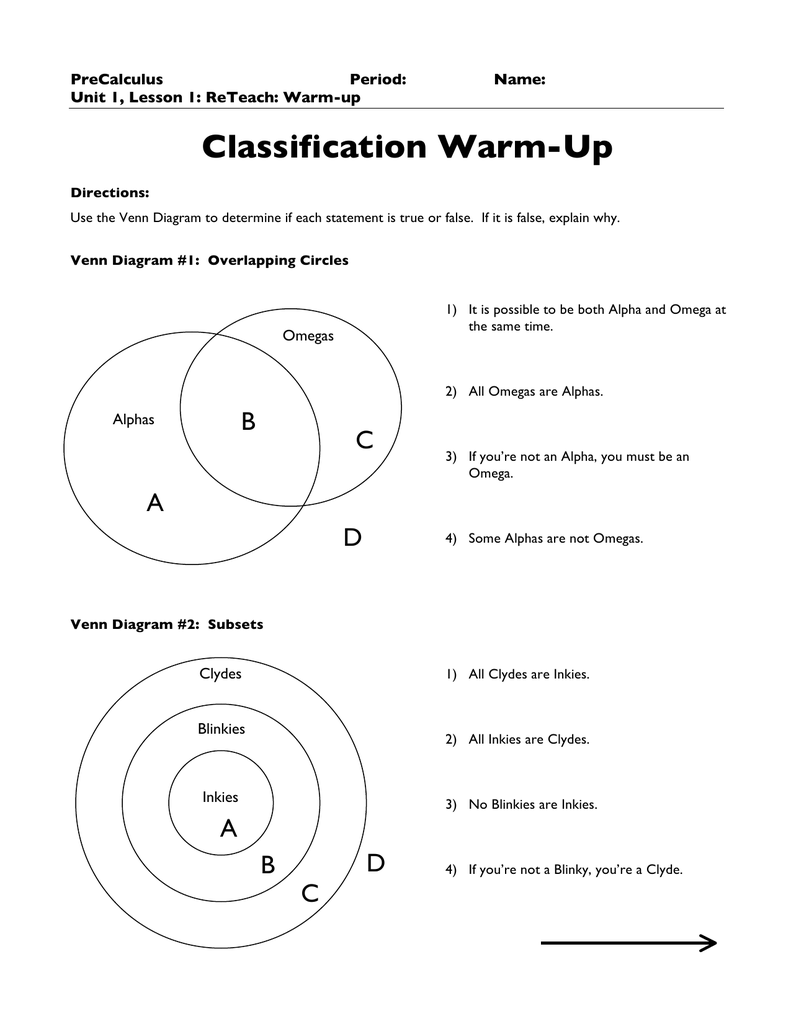 Classification Warm-Up Within Classify Real Numbers Worksheet