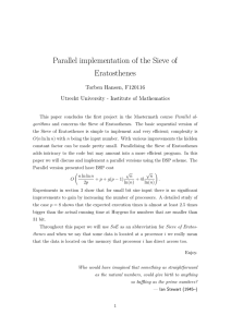 Parallel implementation of the Sieve of Eratosthenes